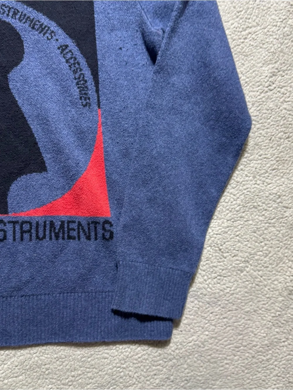 Fender x Lucky Brand Sweater Womens Small Blue‎ Long Sleeve Guitar Graphic Top